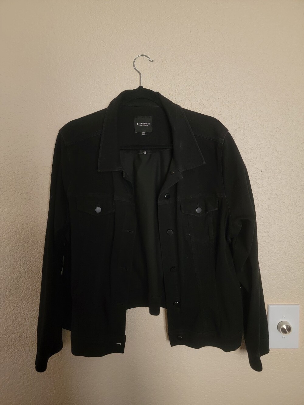 Liverpool Los Angeles Black Stretch Denim Trucker Jacket